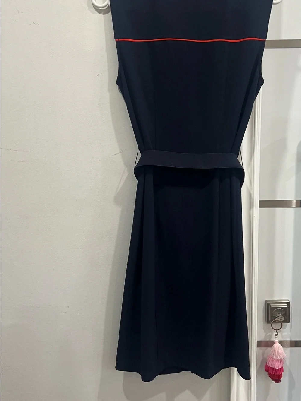 Tommy Hilfiger Navy Mini Dress with Red Piping and Front Zip - Picture 2 of 7